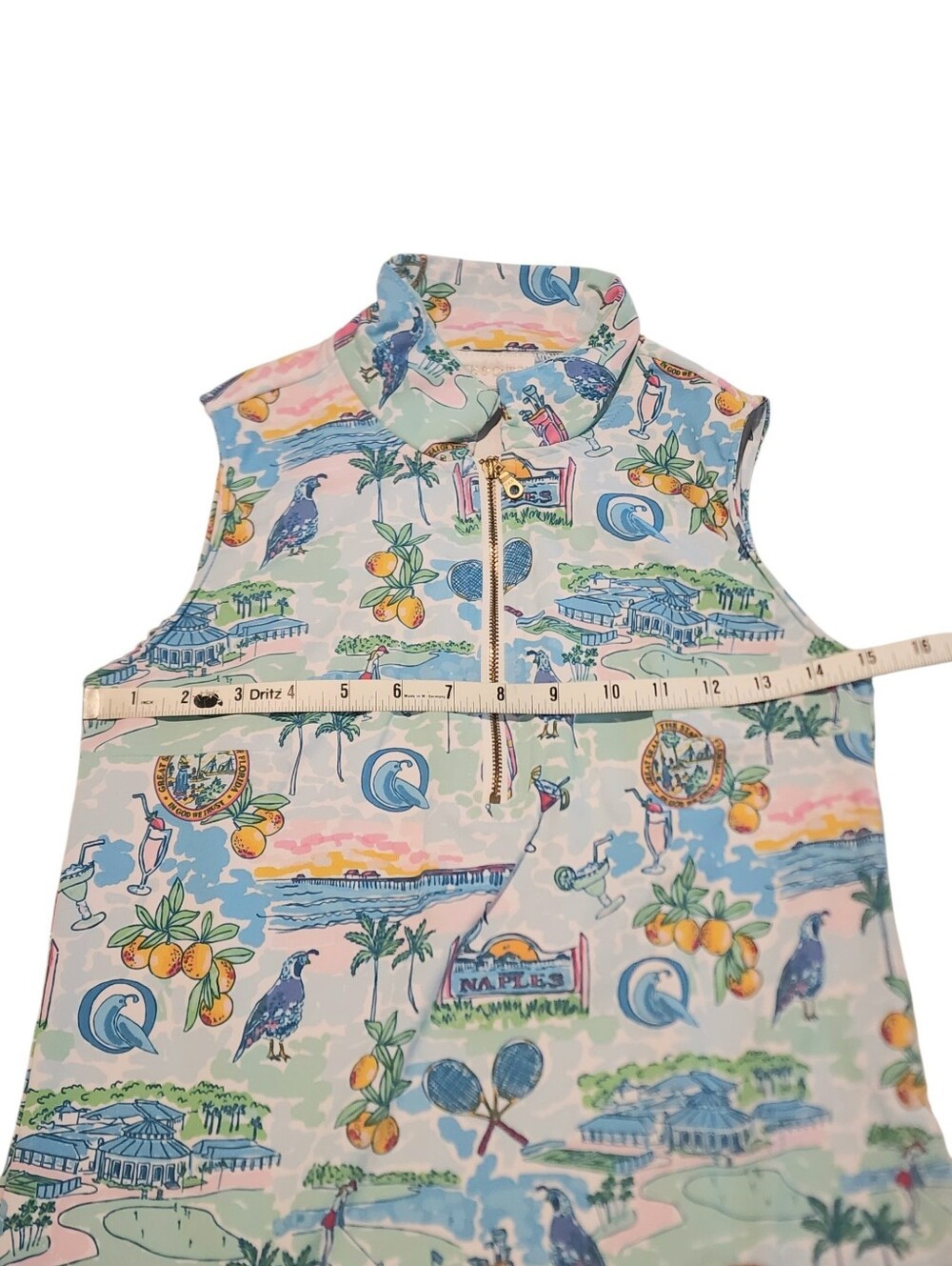 Smith & Quinn Sleeveless Light Blue Tropical Print Dress. - Picture 11 of 11